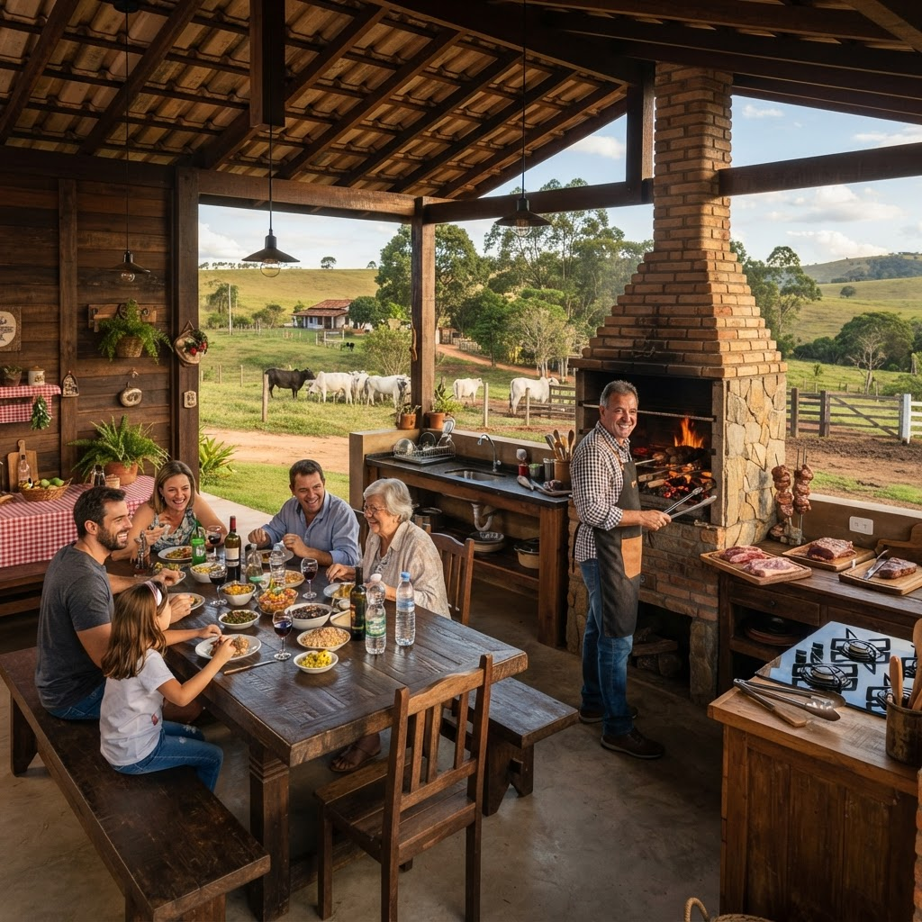 Projeto rural: Área gourmet coberta